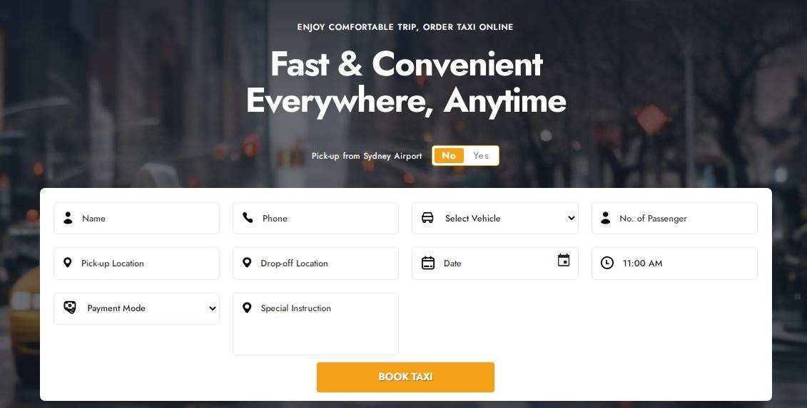 booking form
